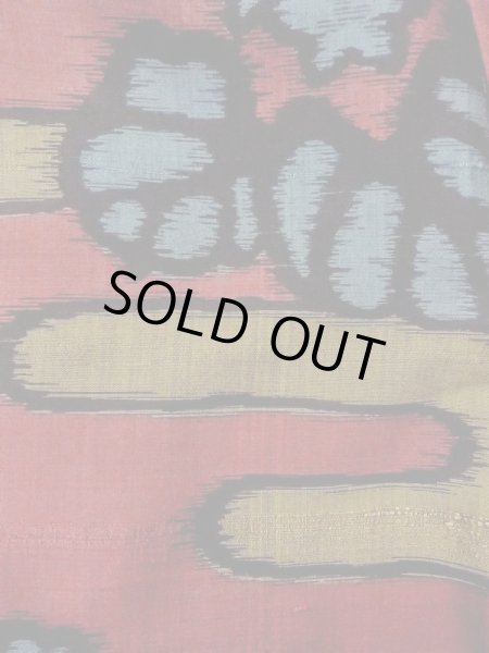 Photo6: N0209D Antique Japanese women  Dark Dark Red HAORI short jacket / Silk. KIRI paulownia,   (Grade D) (6)