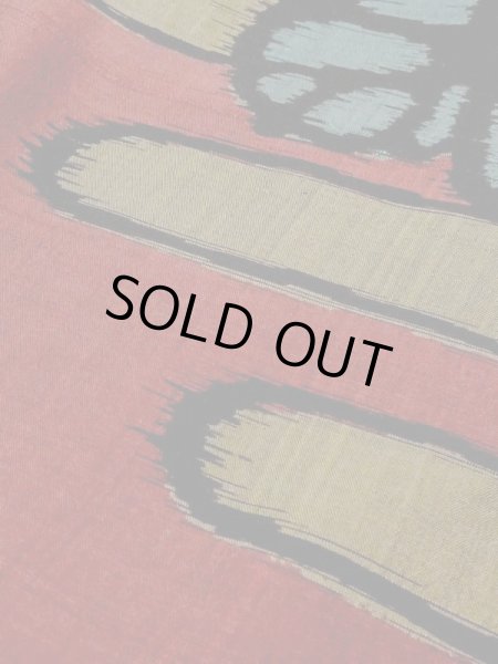 Photo7: N0209D Antique Japanese women  Dark Dark Red HAORI short jacket / Silk. KIRI paulownia,   (Grade D) (7)