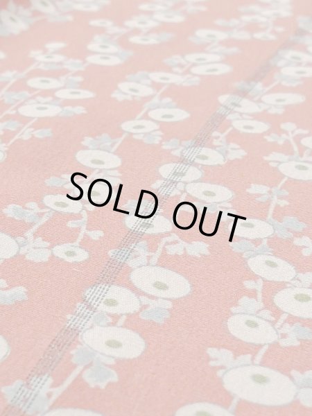 Photo7: N0209E Vintage Japanese women  Pale Vermilion HAORI short jacket / Silk. Stripes   (Grade B) (7)