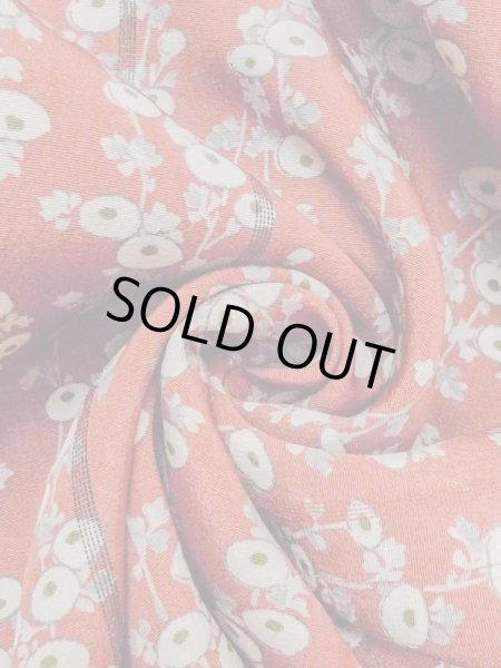 Photo9: N0209E Vintage Japanese women  Pale Vermilion HAORI short jacket / Silk. Stripes   (Grade B) (9)