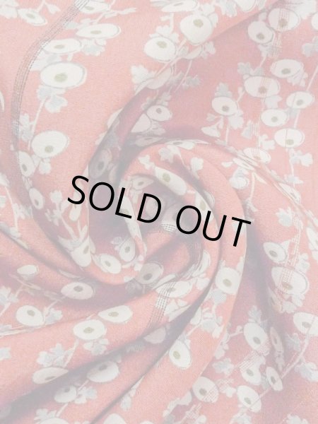 Photo10: N0209E Vintage Japanese women  Pale Vermilion HAORI short jacket / Silk. Stripes   (Grade B) (10)