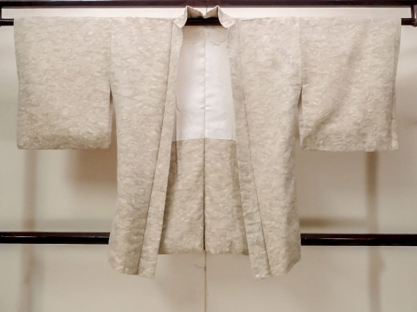 Photo1: N0209K Vintage Japanese women  Pale Brown HAORI short jacket / Silk. Abstract pattern   (Grade C) (1)