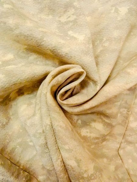 Photo12: N0209K Vintage Japanese women  Pale Brown HAORI short jacket / Silk. Abstract pattern   (Grade C) (12)