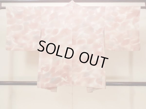 Photo2: N0209M Vintage Japanese women Pale Grayish Pink HAORI short jacket / Silk. Flower,   (Grade B) (2)