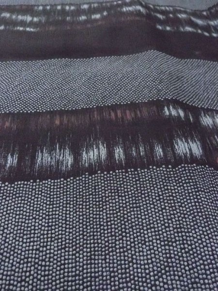 Photo9: N0209N Vintage Japanese women   Black HAORI short jacket / Silk. Dot,   (Grade D) (9)