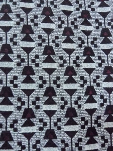 Photo7: Mint N0209O Vintage Japanese women   Gray HAORI short jacket / Silk. Geometrical pattern,   (Grade A) (7)