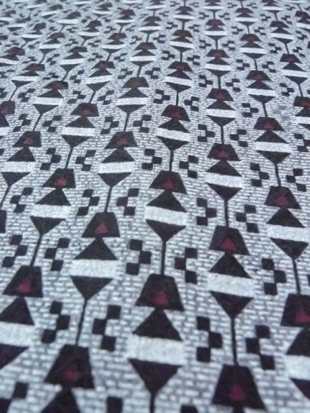 Photo8: Mint N0209O Vintage Japanese women   Gray HAORI short jacket / Silk. Geometrical pattern,   (Grade A) (8)