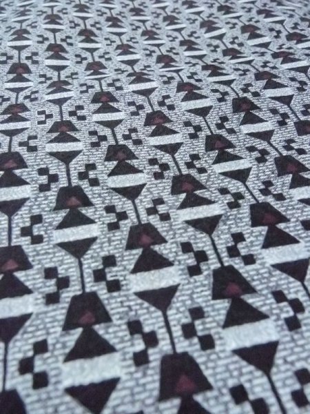 Photo10: Mint N0209O Vintage Japanese women   Gray HAORI short jacket / Silk. Geometrical pattern,   (Grade A) (10)