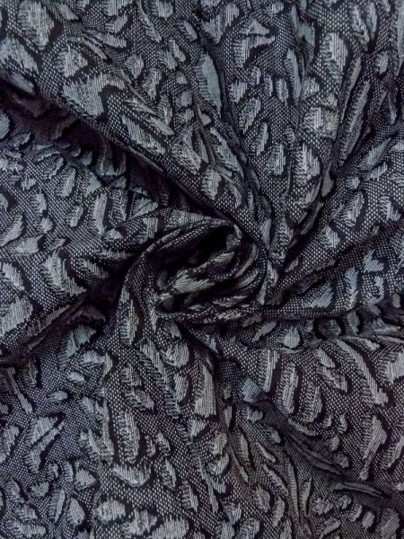 Photo11: N0209Q Vintage Japanese women   Gray HAORI short jacket / Silk. Abstract pattern   (Grade B) (11)