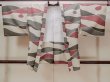 Photo1: N0209T Vintage Japanese women   Off White HAORI short jacket / Silk. Geometrical pattern,   (Grade C) (1)