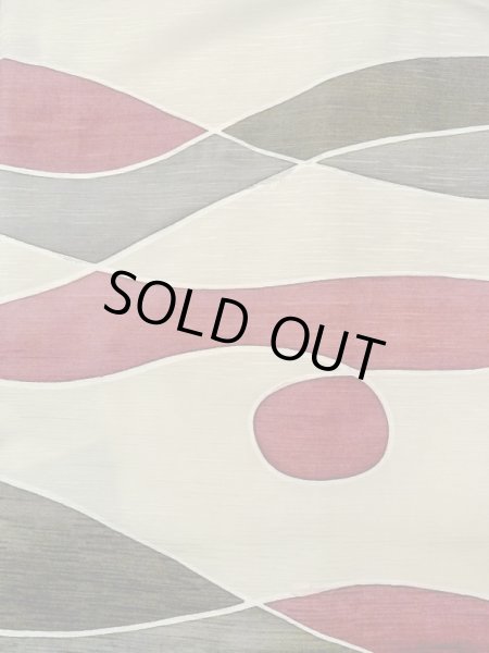 Photo3: N0209T Vintage Japanese women   Off White HAORI short jacket / Silk. Geometrical pattern,   (Grade C) (3)