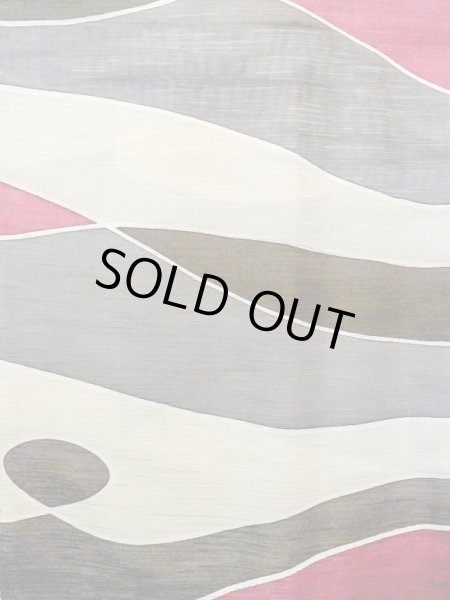 Photo4: N0209T Vintage Japanese women   Off White HAORI short jacket / Silk. Geometrical pattern,   (Grade C) (4)