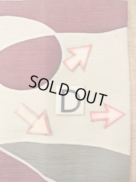 Photo17: N0209T Vintage Japanese women   Off White HAORI short jacket / Silk. Geometrical pattern,   (Grade C) (17)