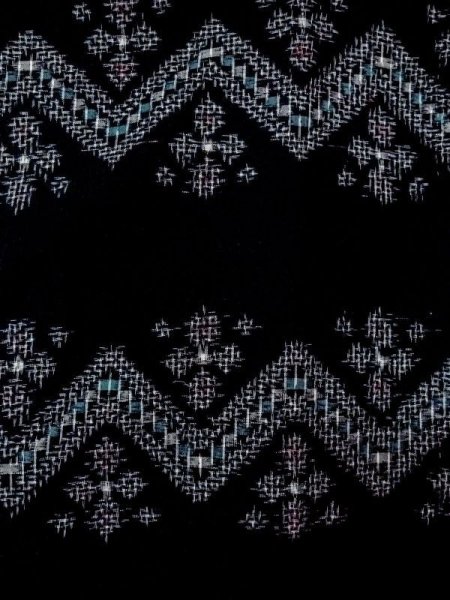 Photo3: N0209X Vintage Japanese women   Black HAORI short jacket / Silk. Flower,   (Grade B) (3)