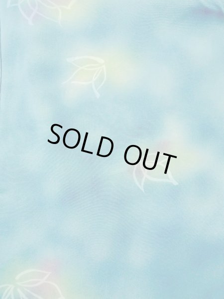 Photo3: N0209Y Vintage Japanese women   Light Blue HAORI short jacket / Silk. Flower,   (Grade C) (3)