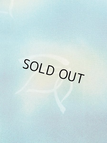 Photo7: N0209Y Vintage Japanese women   Light Blue HAORI short jacket / Silk. Flower,   (Grade C) (7)