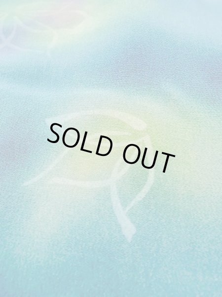 Photo10: N0209Y Vintage Japanese women   Light Blue HAORI short jacket / Silk. Flower,   (Grade C) (10)