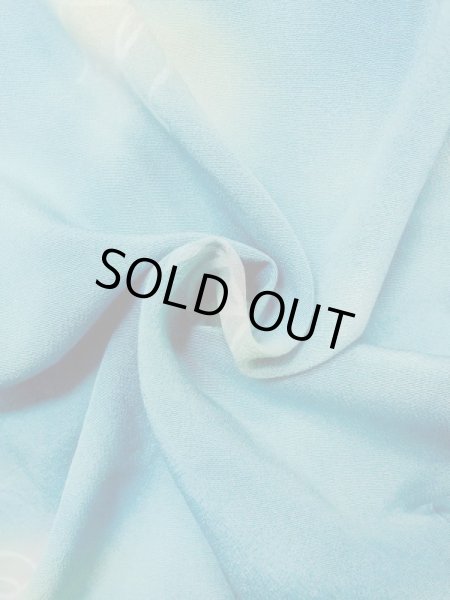 Photo12: N0209Y Vintage Japanese women   Light Blue HAORI short jacket / Silk. Flower,   (Grade C) (12)