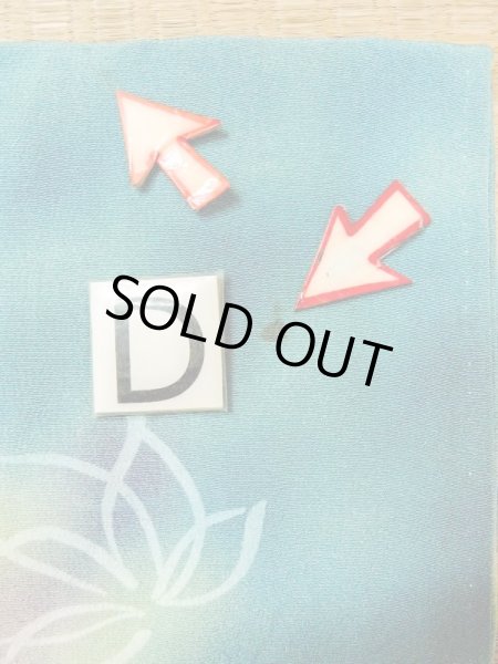 Photo17: N0209Y Vintage Japanese women   Light Blue HAORI short jacket / Silk. Flower,   (Grade C) (17)