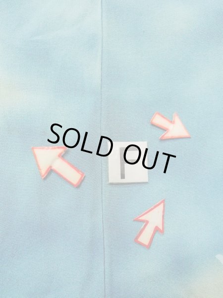 Photo19: N0209Y Vintage Japanese women   Light Blue HAORI short jacket / Silk. Flower,   (Grade C) (19)