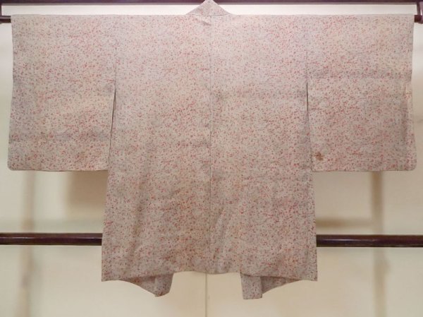 Photo2: N0209Z Vintage Japanese women   Gray HAORI short jacket / Silk. Abstract pattern   (Grade D) (2)
