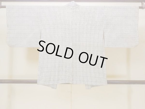 Photo3: N0210B Vintage Japanese women   Off White HAORI short jacket / Silk. Line,   (Grade C) (3)