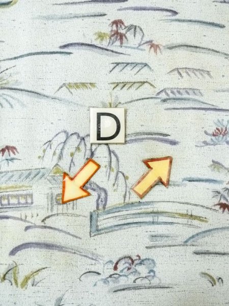 Photo17: N0210C Vintage Japanese women Pale Greenish Light Blue HAORI short jacket / Silk. MOMIJI maple leaf,   (Grade C) (17)