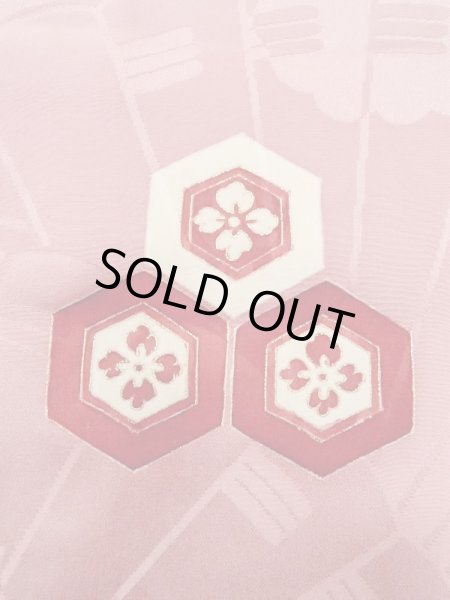 Photo7: N0210D Antique Japanese women  Shiny Pink HAORI short jacket / Silk. UME plum bloom,   (Grade B) (7)