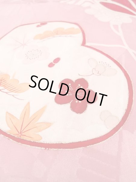 Photo10: N0210D Antique Japanese women  Shiny Pink HAORI short jacket / Silk. UME plum bloom,   (Grade B) (10)