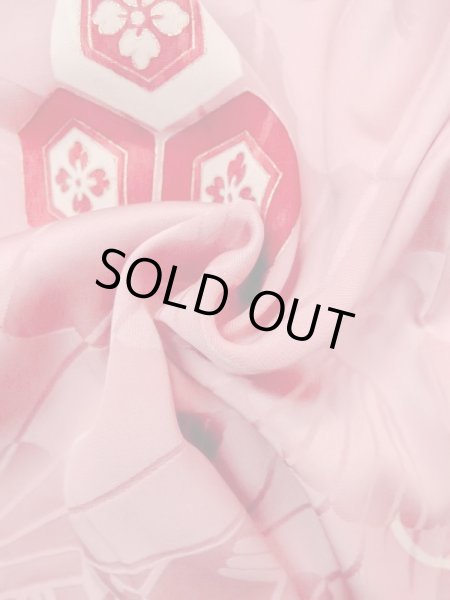 Photo12: N0210D Antique Japanese women  Shiny Pink HAORI short jacket / Silk. UME plum bloom,   (Grade B) (12)