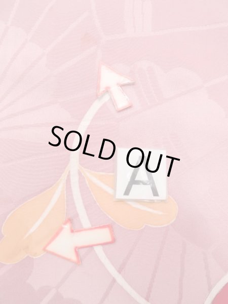 Photo14: N0210D Antique Japanese women  Shiny Pink HAORI short jacket / Silk. UME plum bloom,   (Grade B) (14)