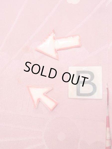 Photo15: N0210D Antique Japanese women  Shiny Pink HAORI short jacket / Silk. UME plum bloom,   (Grade B) (15)