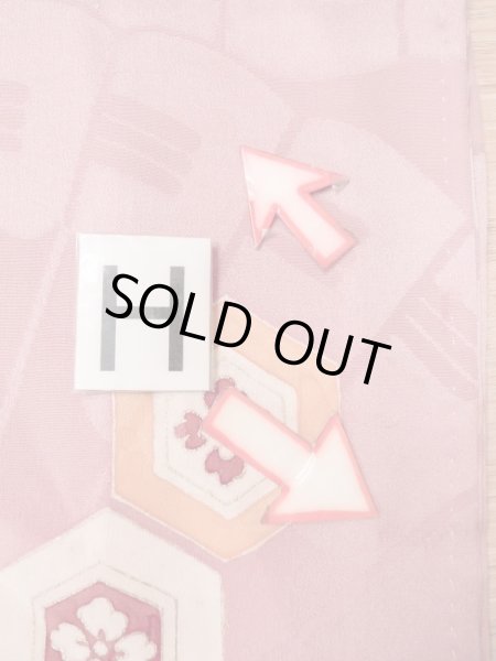 Photo21: N0210D Antique Japanese women  Shiny Pink HAORI short jacket / Silk. UME plum bloom,   (Grade B) (21)