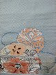 Photo3: N0216F Vintage Japanese Kimono Grayish Greenish Light Blue NAGOYA OBI sash Flower Silk. (Grade D) (3)