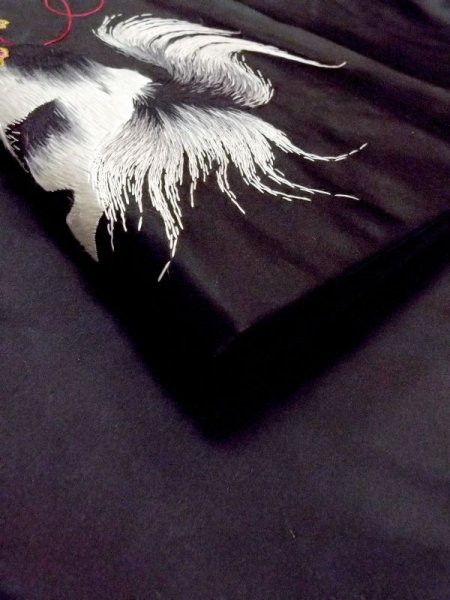 Photo4: N0216G Vintage Japanese Kimono   Black NAGOYA OBI sash  Silk. (Grade B) (4)