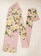 Photo1: N0216L Vintage Japanese Kimono  Pale Pink NAGOYA OBI sash Flower Silk. (Grade C) (1)