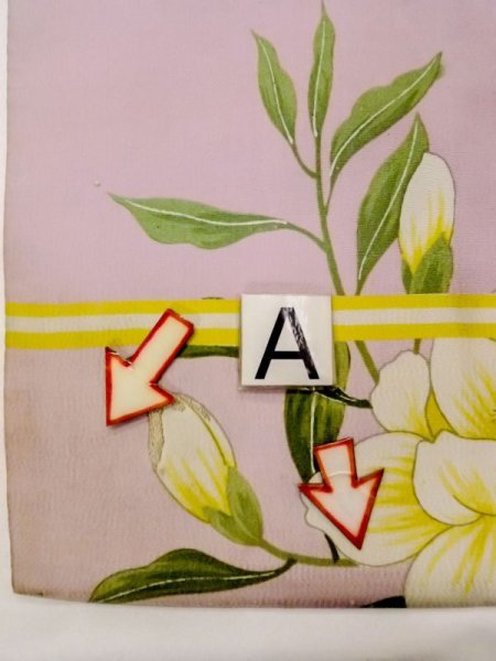 Photo7: N0216L Vintage Japanese Kimono  Pale Pink NAGOYA OBI sash Flower Silk. (Grade C) (7)