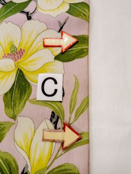 Photo9: N0216L Vintage Japanese Kimono  Pale Pink NAGOYA OBI sash Flower Silk. (Grade C) (9)