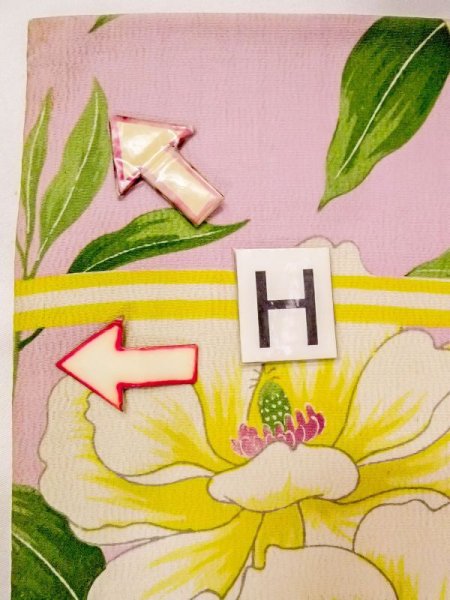 Photo14: N0216L Vintage Japanese Kimono  Pale Pink NAGOYA OBI sash Flower Silk. (Grade C) (14)