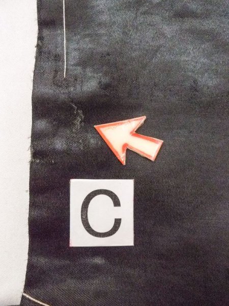 Photo9: N0216O Vintage Japanese Kimono   Black NAGOYA OBI sash Bamboo leaf Silk. (Grade C) (9)