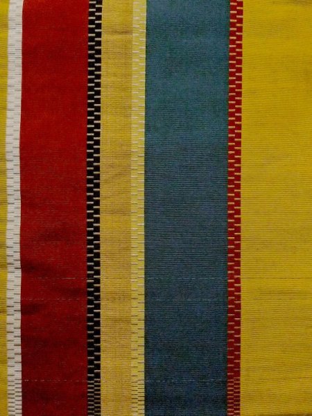 Photo3: N0216S Vintage Japanese Kimono  Vivid Yellow NAGOYA OBI sash Stripes Silk. (Grade C) (3)