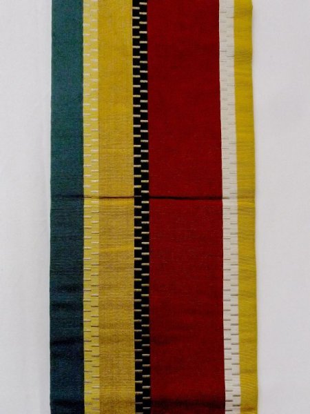 Photo4: N0216S Vintage Japanese Kimono  Vivid Yellow NAGOYA OBI sash Stripes Silk. (Grade C) (4)