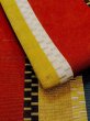 Photo5: N0216S Vintage Japanese Kimono  Vivid Yellow NAGOYA OBI sash Stripes Silk. (Grade C) (5)