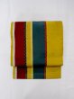 Photo6: N0216S Vintage Japanese Kimono  Vivid Yellow NAGOYA OBI sash Stripes Silk. (Grade C) (6)