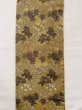 Photo4: N0216X Vintage Japanese Kimono  Dark Gold NAGOYA OBI sash Flower Synthetic. (Grade C) (4)