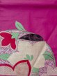 Photo3: N0217C Vintage Japanese Kimono  Vivid Pink NAGOYA OBI sash KIKYO Japanese balloonflower Silk. (Grade D) (3)