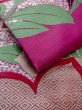 Photo5: N0217C Vintage Japanese Kimono  Vivid Pink NAGOYA OBI sash KIKYO Japanese balloonflower Silk. (Grade D) (5)