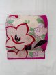 Photo6: N0217C Vintage Japanese Kimono  Vivid Pink NAGOYA OBI sash KIKYO Japanese balloonflower Silk. (Grade D) (6)