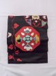 Photo6: N0217D Vintage Japanese Kimono   Black NAGOYA OBI sash Arabesque vine Silk. (Grade D) (6)