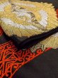Photo16: N0227A Vintage Japanese Kimono   Black FUKURO OBI sash Arabesque vine Silk. (Grade B) (16)